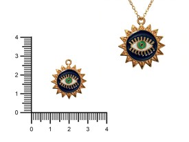 Dije Esmaltado Sol Dorado Ojo Turco Azul x 5 unidades